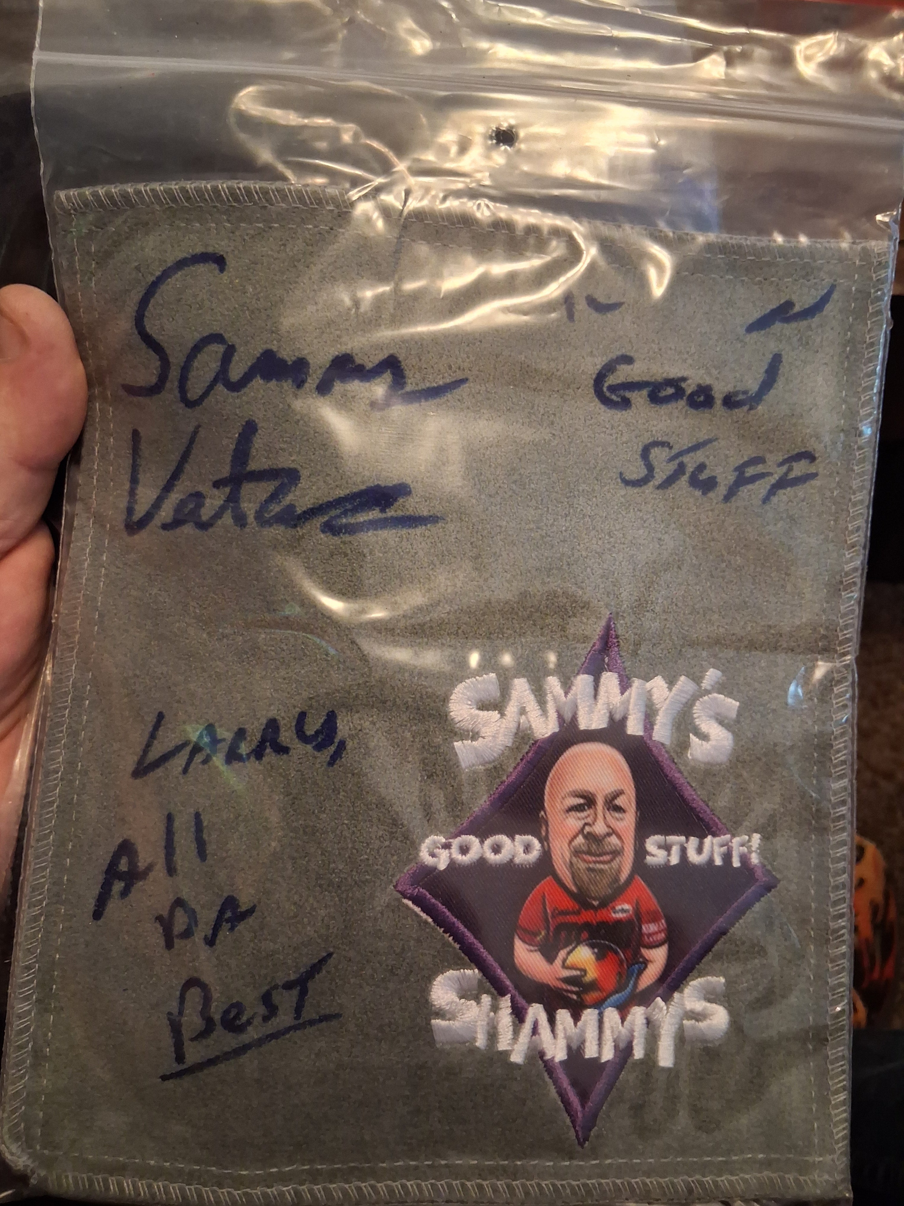 Flashy has Sammy good Stuff shammy's  personal autograph just for you! Sam Ventura